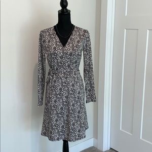 Loft Black & White Wrap Dress
